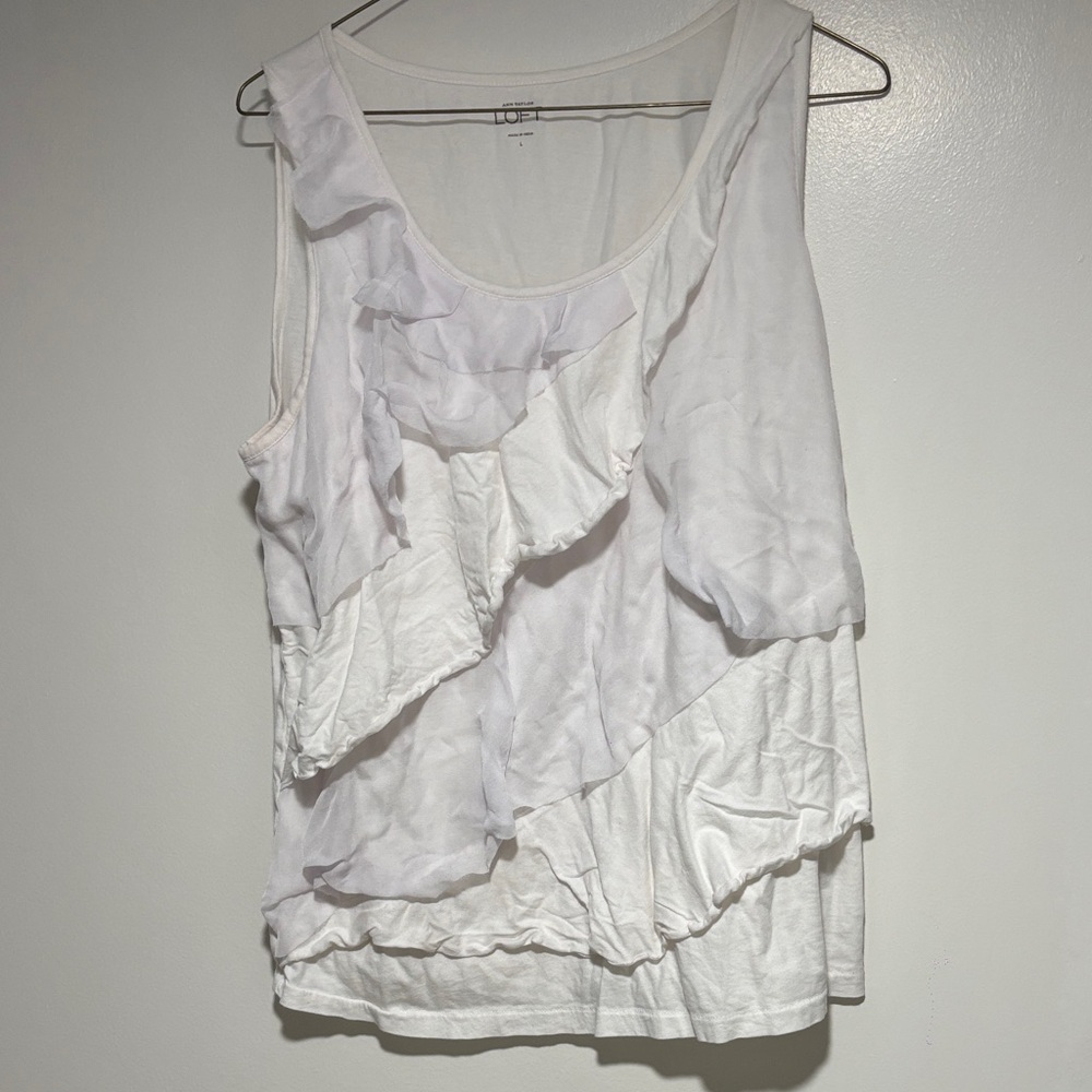 Women's White Ruffled Top